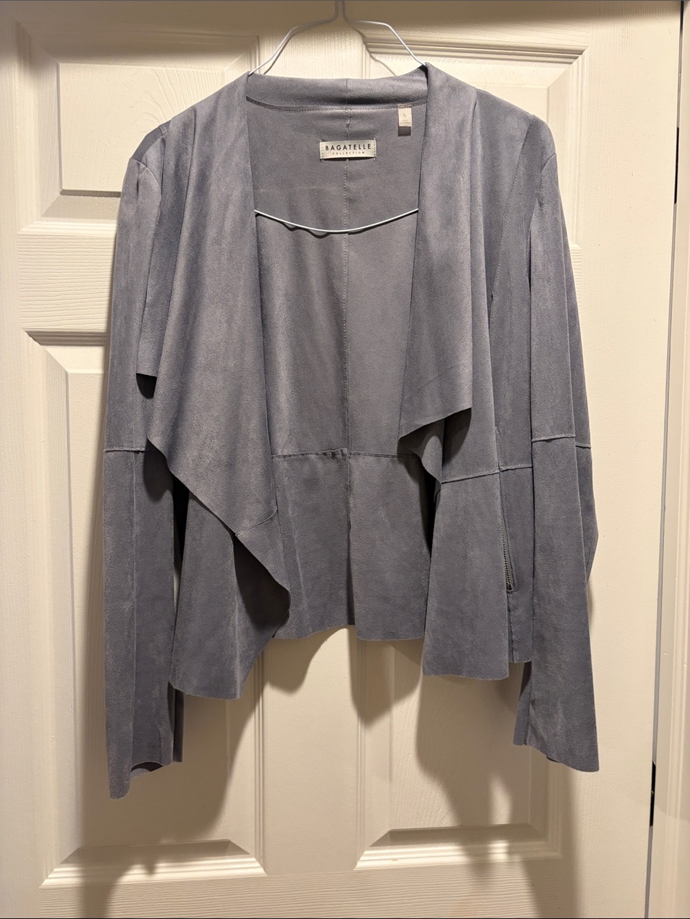 Bagatelle  Draped Open-Front Blazer in Soft Blue